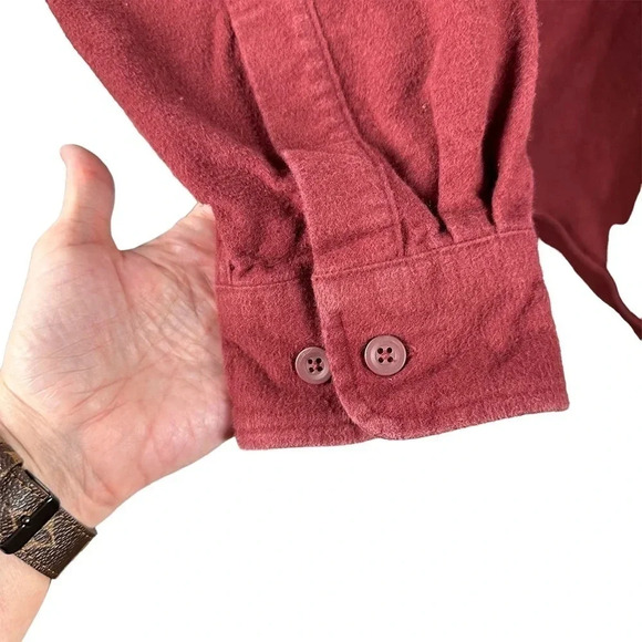 LL Bean Burgundy Heavy Weight Men's Chamois Shirt, Traditional‎ Fit XLR - Picture 4 of 7